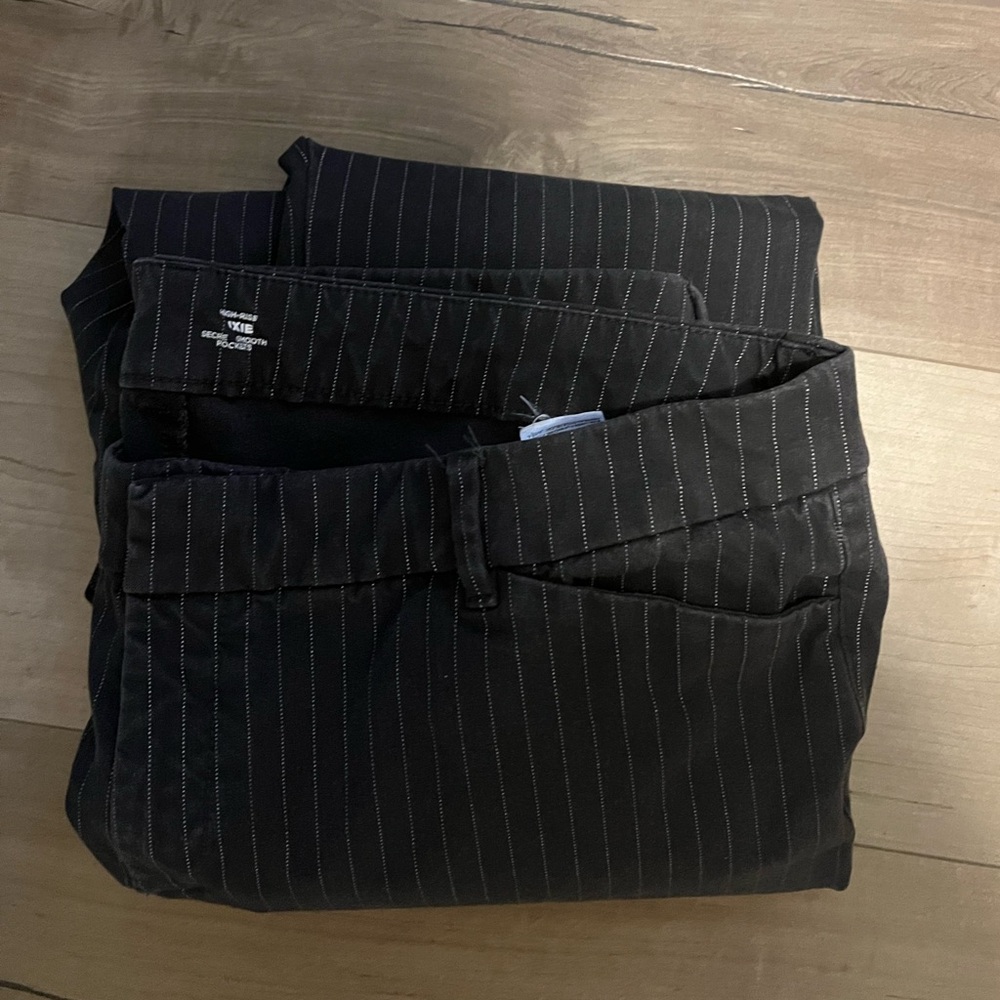 High Rise Gray and White Striped Slacks